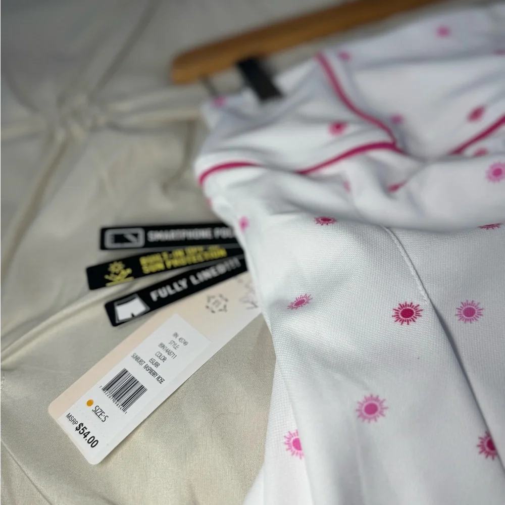 NWT Nanette Lepore White Tennis Skirt Skort w Hot Pink Sunbursts Size Small - Picture 13 of 15